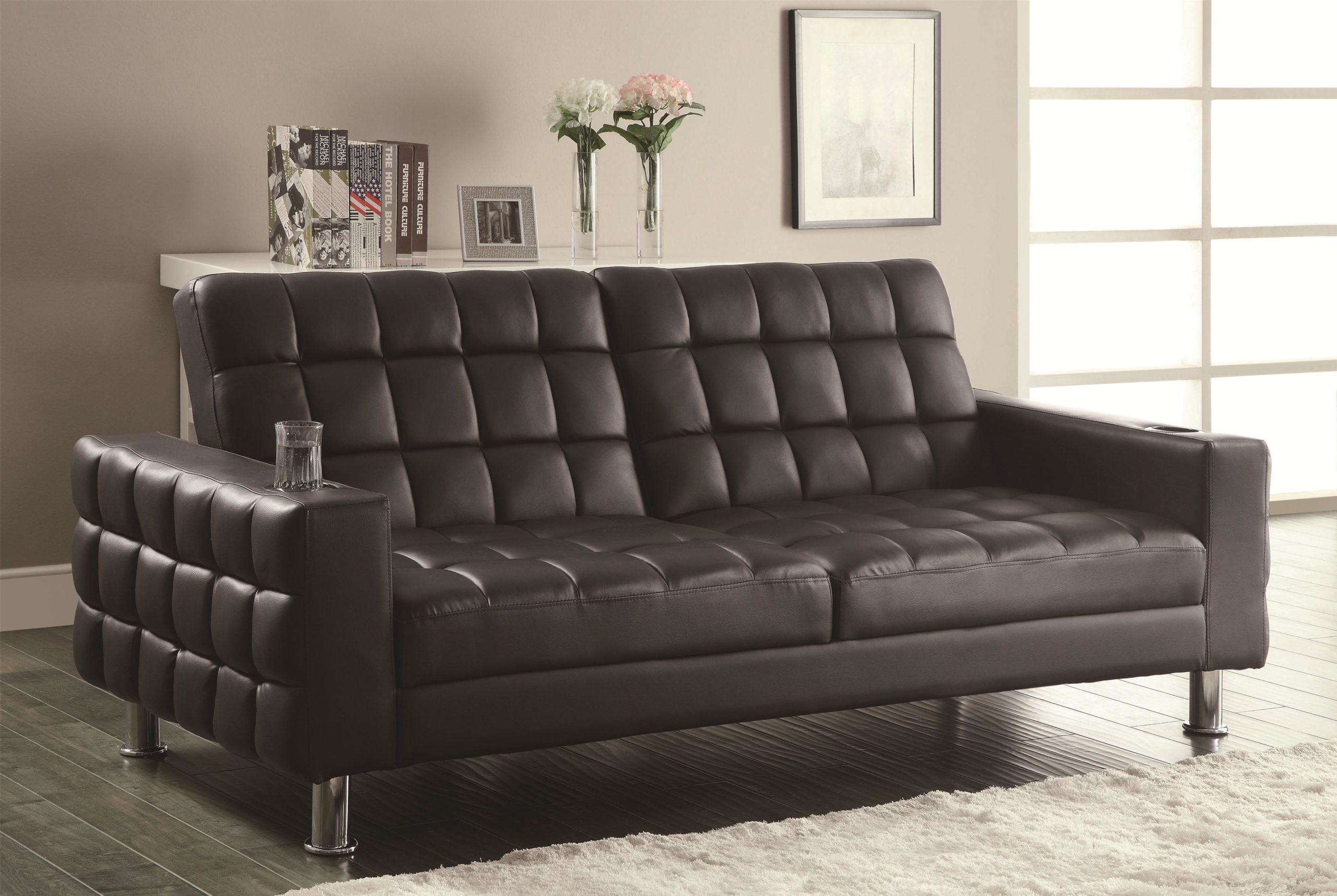 Adjustable Sofa Bed with Cup Holders