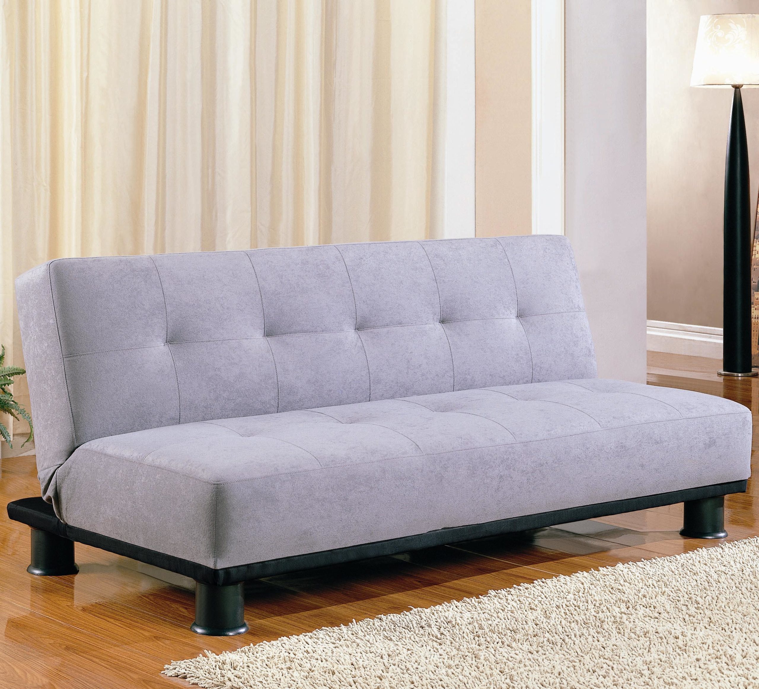 Grey Contemporary Armless Convertible Sofa Bed Up Position